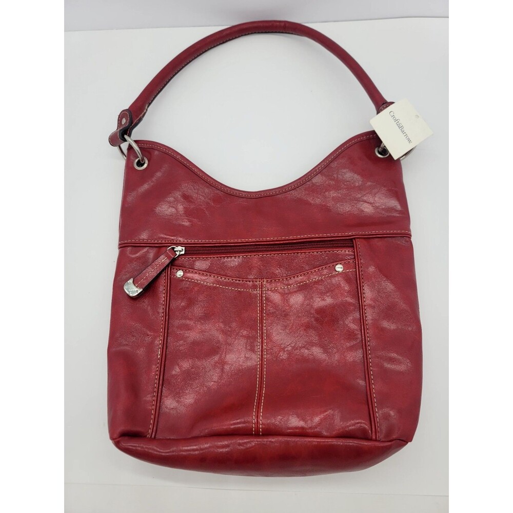 Croft&Barrow Red Faux Leather Hobo Style Shoulder Bag Purse